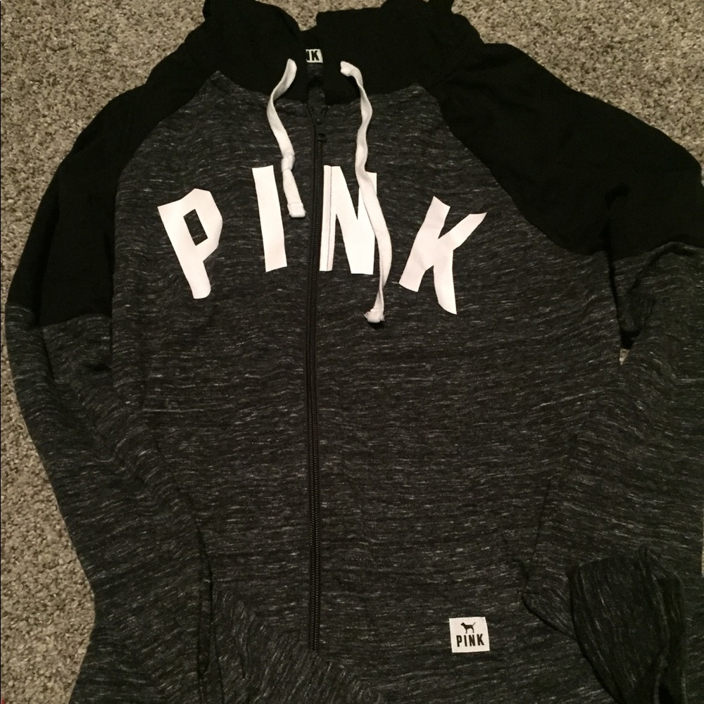 Black grey and white vs pink zip up